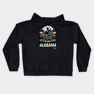Wild Alabama: Retro Wilderness Wonder - American Vintage Retro style USA State Kids Hoodie